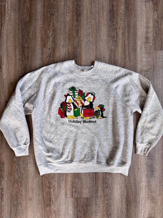 Freestyle Sweaters - Vintage 90s Holiday Workout Penguins Sweatshirt - size XXXL